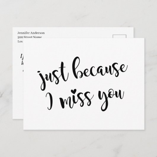 Gewoon omdat ik je mis briefkaart (Voorkant / Achterkant)