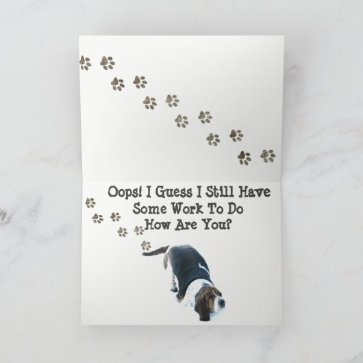 "Gewoon omdat" Kaart met Basset Hound & "Paw Print (Binnen)