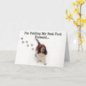 "Gewoon omdat" Kaart met Basset Hound & "Paw Print (Gele Bloem)