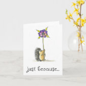 Gewoon omdat Kaart, Schattigee Hedgehog Art Print Kaart (Gele Bloem)