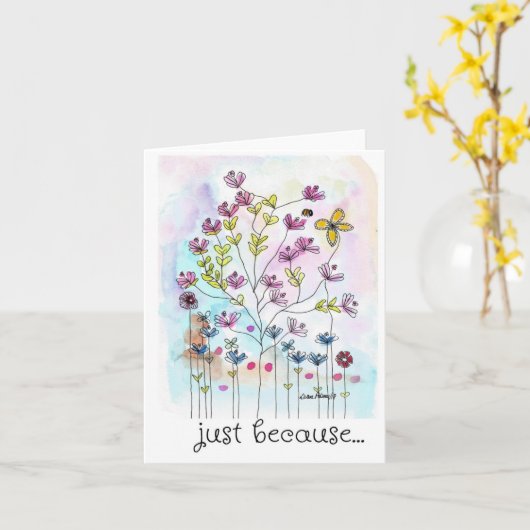 Gewoon omdat Kaart,  Waterverf bloeit Kaart (Gele Bloem)