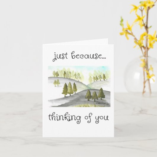 Gewoon omdat, volkskunst, Waterverf boomkunst Kaart (Gele Bloem)