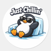 GEWOON ONTSPANNEN PINGUÏN Worpkussen Ronde Sticker (Voorkant)