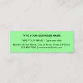 Gewoon ontwerp op de voorzijde van lichtgroen mini visitekaartje (Voorkant)