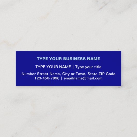 Gewoon ontwerp van teksten aan de voorzijde van bl mini visitekaartje (Voorkant)