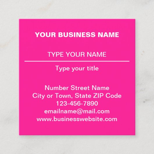 Gewoon ontwerp van teksten aan de voorzijde van ro vierkante visitekaartje (Voorkant)