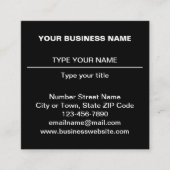 Gewoon ontwerp van teksten aan de voorzijde van zw vierkante visitekaartje (Voorkant)