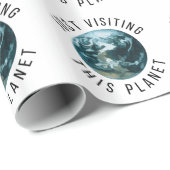 Gewoon op bezoek bij deze planeet cadeaupapier (Rol Hoek)