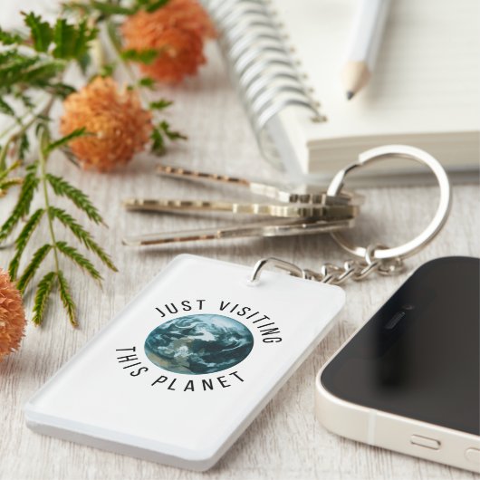 Gewoon op bezoek bij deze planeet sleutelhanger (Voorkant Rechts)