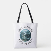 Gewoon op bezoek bij deze planeet tote bag (Achterkant)