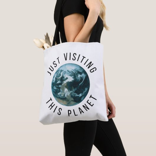 Gewoon op bezoek bij deze planeet tote bag (Dichtbij)
