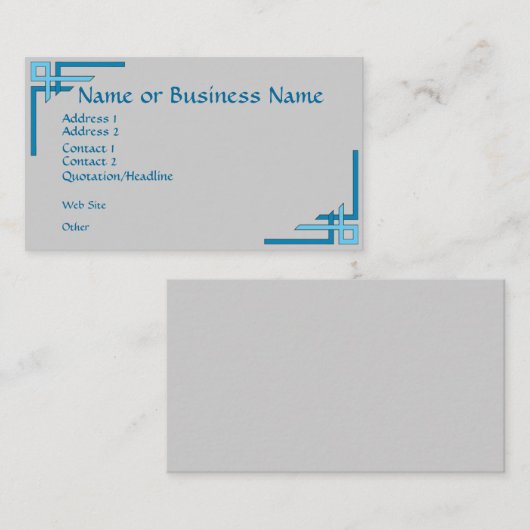 Gewoon ophisticated Blue Art Deco Visitekaartje (Voorkant / Achterkant)