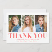 Gewoon oud koraal 3 Foto Afstuderen Bedankkaart (Voorkant)