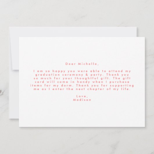 Gewoon oud koraal 3 Foto Afstuderen Bedankkaart (Achterkant)