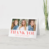 Gewoon oud koraal 3 Foto Afstuderen Bedankkaart (Voorkant)