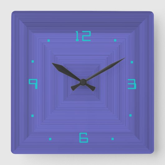 Gewoon Paars met Aqua>wandklok Vierkante Klok (Voorkant)
