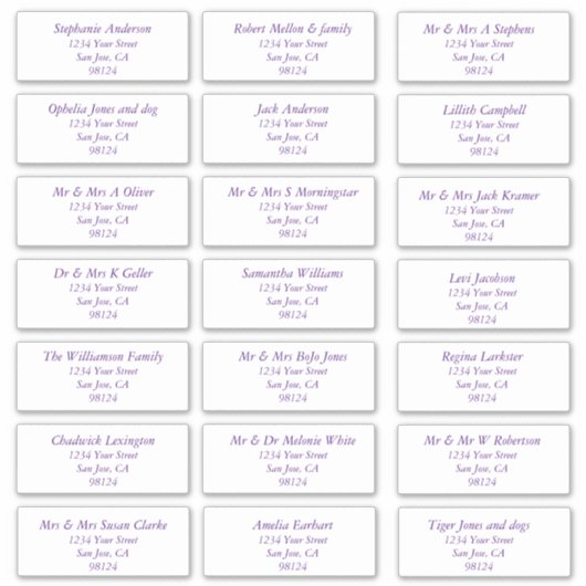 Gewoon Paarse Adresetiketten voor tekstontvangers Sticker (Voorkant)