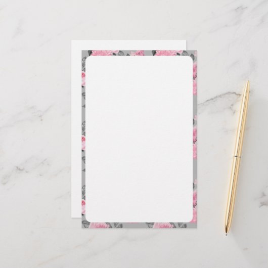 Gewoon papier met een florale rand (Voorkant / Achterkant in situ)