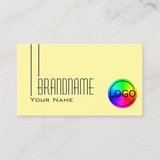 Gewoon pasta-geel met Logo Professional Modern Visitekaartje (Voorkant)