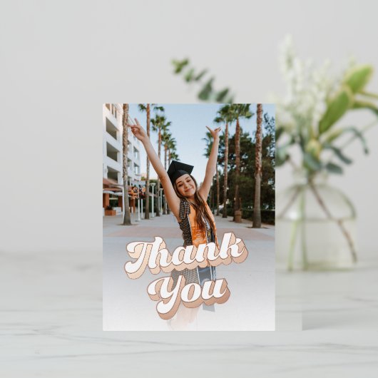 Gewoon Peachy Afstuderen Dank je Briefkaart (Staand Voorkant)