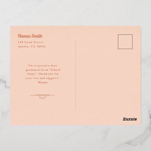 Gewoon Peachy Afstuderen Dank je Briefkaart (Achterkant)