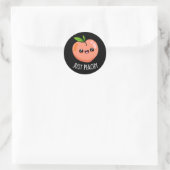 Gewoon Peachy Funny Peach Pun Dark BG Ronde Sticker (Tas)