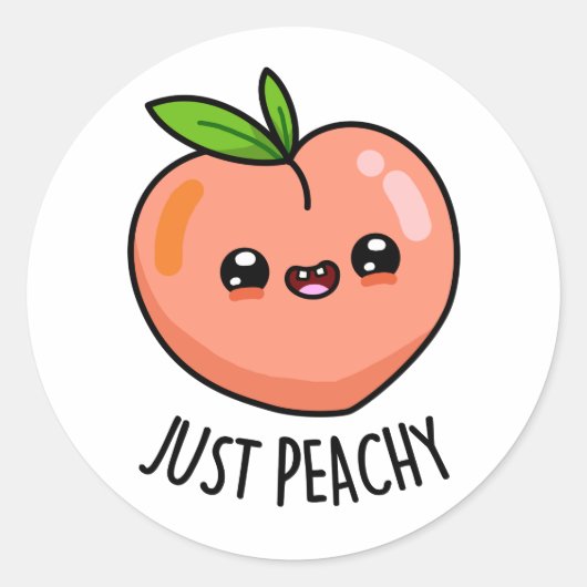 Gewoon Peachy Funny Peach Pun Ronde Sticker (Voorkant)