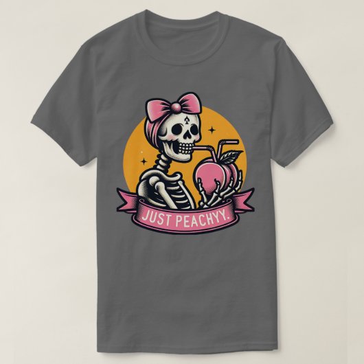 Gewoon Peachy Funny Skeleton Vrouwen Zomer Fruit T-shirt (Design voorkant)