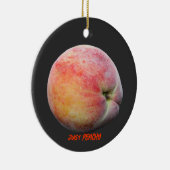 Gewoon Peachy Jersey Peach aangepaste tekst Keramisch Ornament (Rechts)