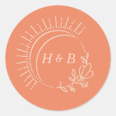 Gewoon Peachy Wedding Dank je Ronde Sticker (Voorkant)