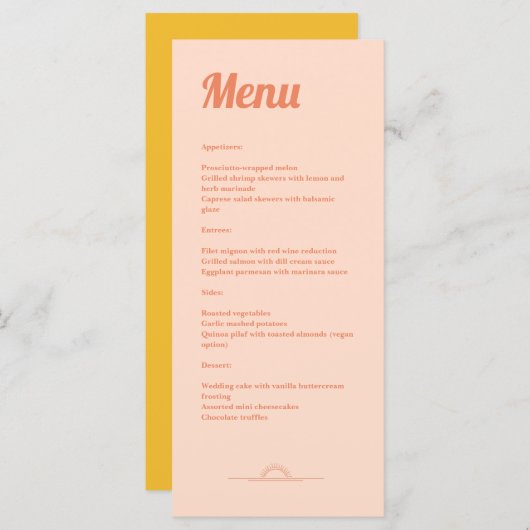 Gewoon Peachy Wedding Menu (Voorkant / Achterkant)