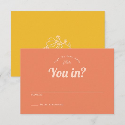 Gewoon Peachy Wedding RSVP-kaarten RSVP Kaartje (Voorkant / Achterkant)