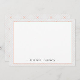 Gewoon Peachy White en Peach gepersonaliseerd Notitiekaartje