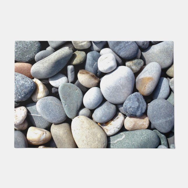 Gewoon Pebbles Trendy Colorful Natural Beach Stone Deurmat (Voorkant)