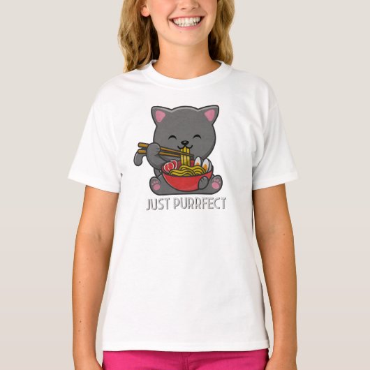 Gewoon pekel - Kat Eating Ramen T-Shirt (Voorkant)
