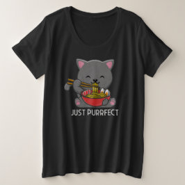 Gewoon pekeltje - Kat Eating Ramen Grote Maat T-shirt