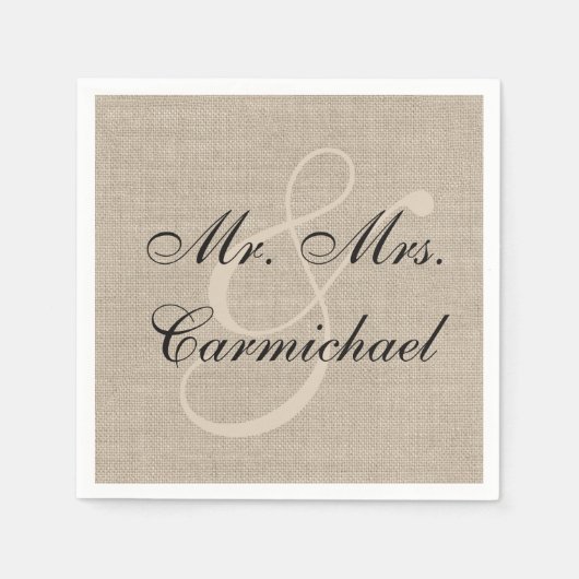 Gewoon Perfect Mr. & Mrs. Burlap Napkin Servetten (Voorkant)