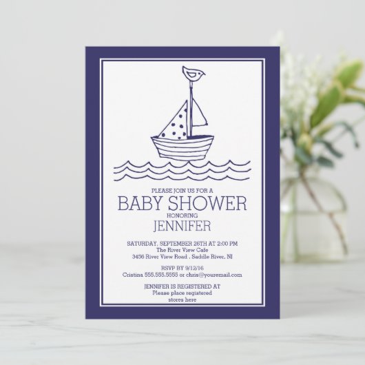 Gewoon perfect nautische zeilboot Baby shower Kaart (Staand voorkant)