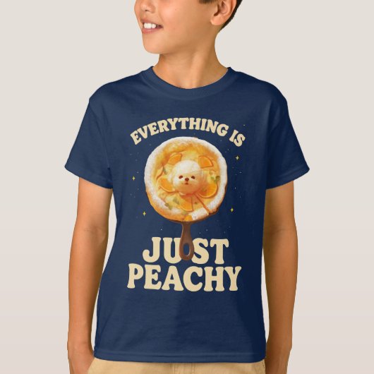 Gewoon Perzik: Bichon Frise Voedsel Kunst T-shirt (Voorkant)