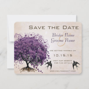 Gewoon Perzik Paarse Hartblad Boom Bewaar de Datum Save The Date