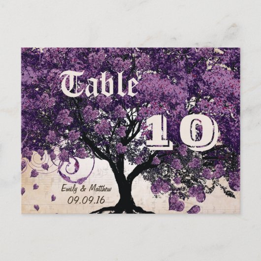 Gewoon Perzik Paarse Hartblad Boom Tafel Nummer Briefkaart (Voorkant)