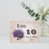 Gewoon Perzik Paarse Hartblad Boom Tafel Nummer Briefkaart (Staand voorkant)