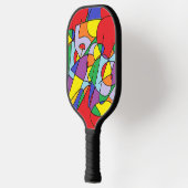Gewoon plezier, heldere kleuren en wervelingen pickleball paddle (Links)