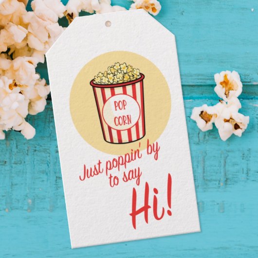Gewoon Poppin'By om Hi Popcorn te zeggen Cadeaulabel