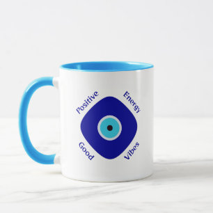Gewoon Positieve Straling Blauw Boze Oog Diamant Mok