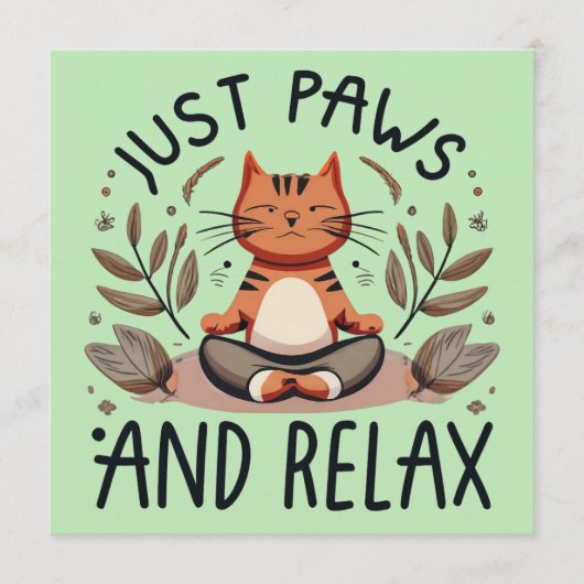 Gewoon poten en ontspannen yoga kat advieskaart (Voorkant)