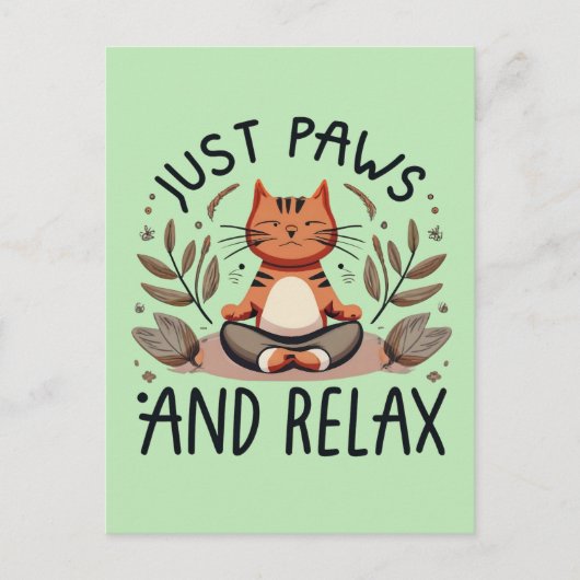 Gewoon poten en ontspannen yoga kat briefkaart (Voorkant)