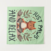 Gewoon poten en ontspannen yoga kat wandkleed (Voorkant (horizontaal))