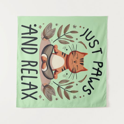 Gewoon poten en ontspannen yoga kat wandkleed (Voorkant (horizontaal))