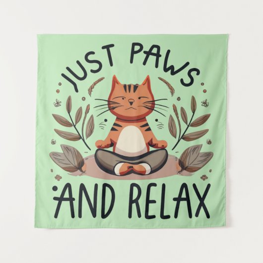 Gewoon poten en ontspannen yoga kat wandkleed (Voorkant)